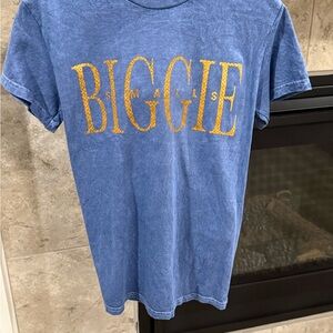 ❌❌SOLD ❌❌Blue Graphic T-Shirt with Gold Lettering